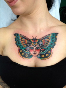 Chest Butterfly Tattoos for Women