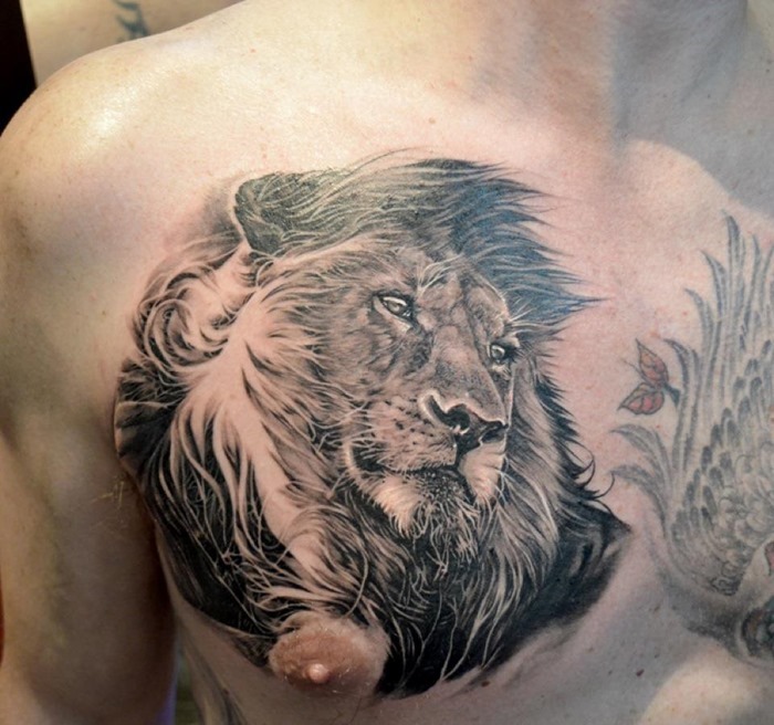 Chest Lion Tattoo Design