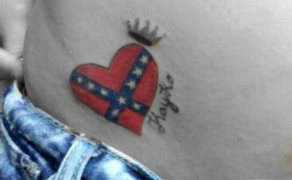 Confederate Flag Heart and Crown Tattoo