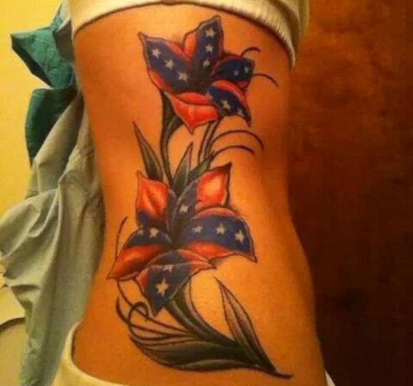Lily Confederate Flag Side Tattoo