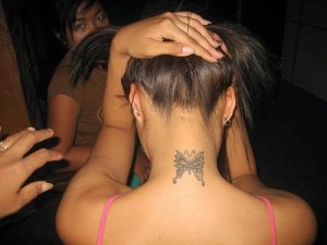 Neck Butterfly Tattoo Design