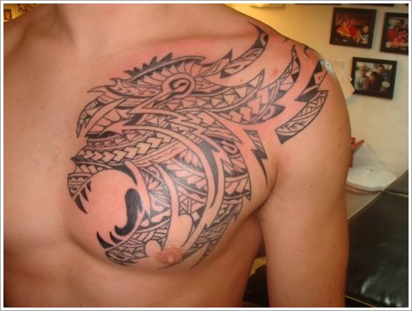Tribal Lion Tattoo Design on Chest