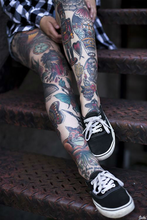 Insanely Hot Leg Sleeve Tattoos 15