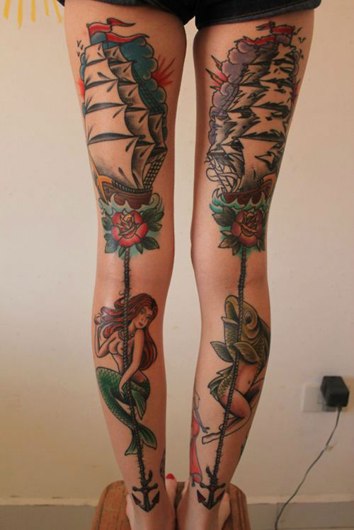 Insanely Hot Leg Sleeve Tattoos 16