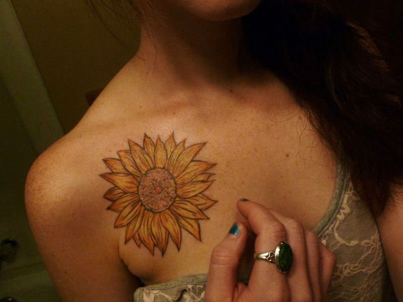 Warm Sunflower Tattoo Designs 14