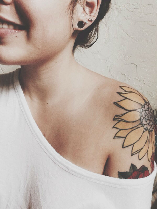 Warm Sunflower Tattoo Designs 21