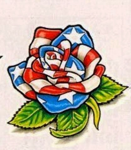 A rose with American flag