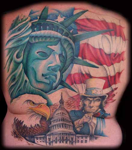 American Patriotic Tattoo Design for men back