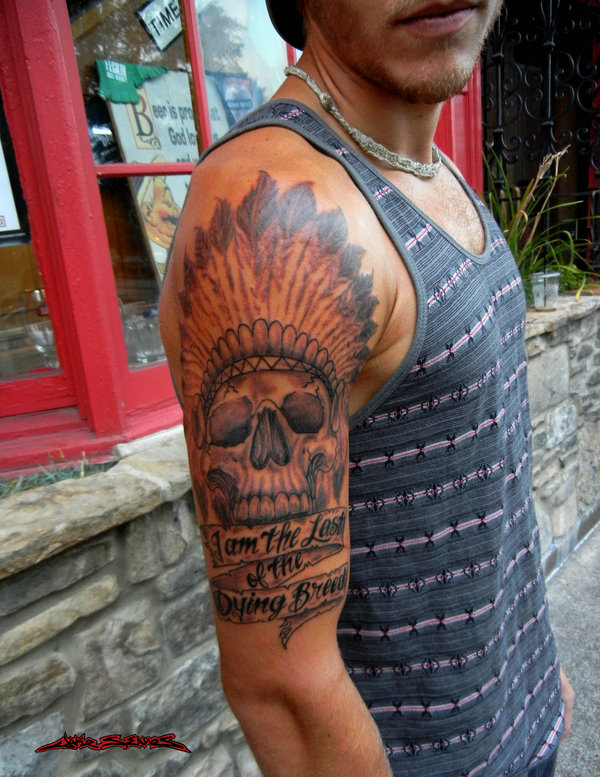 American skull tattoo for men on arm