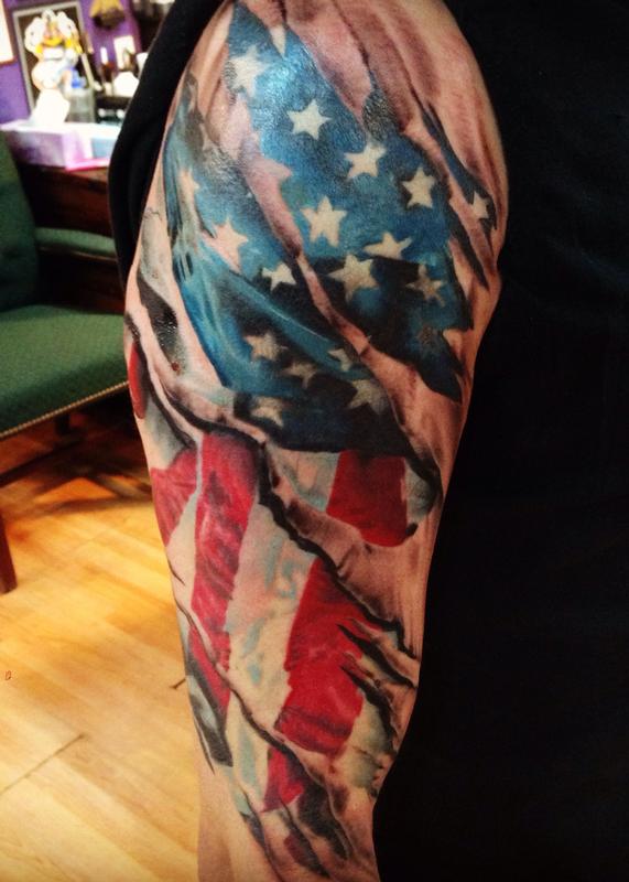 Realistic American Flag Tattoo for Men on Hand