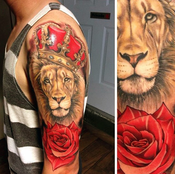 Amazing Lion, Rose & Crown Tattoos for Men