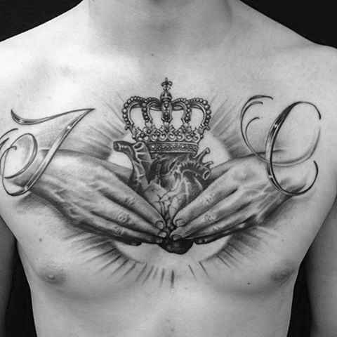 Chest Crown Tattoo