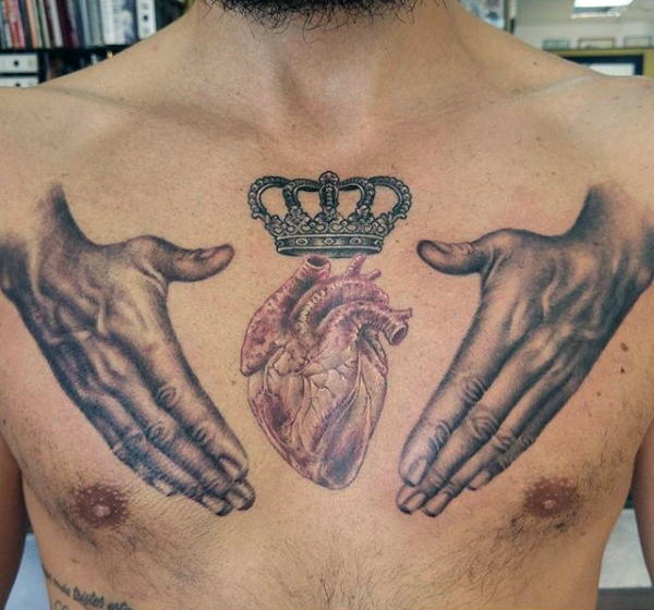 Manly Crown Chest Tattoo