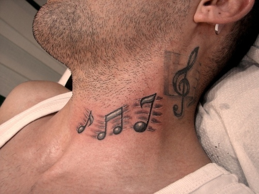 Music Tattoo on Neck