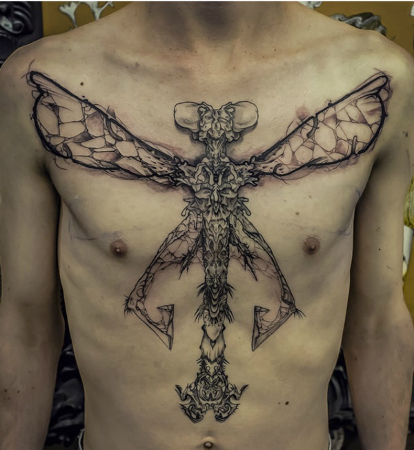 chest Dragonfly Tattoo