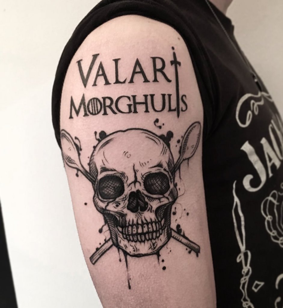 Skull-Inspired-Black-Ink-Game-Of-Thrones-Tattoo