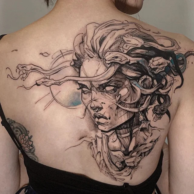 medusa tattoo on back