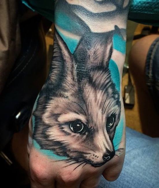 Fennec Fox hand tattoo