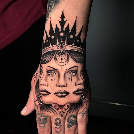 Hecate Goddess hand tattoo
