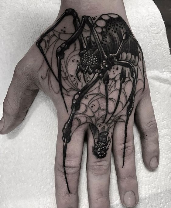 Spider Fly Finger hand tattoo
