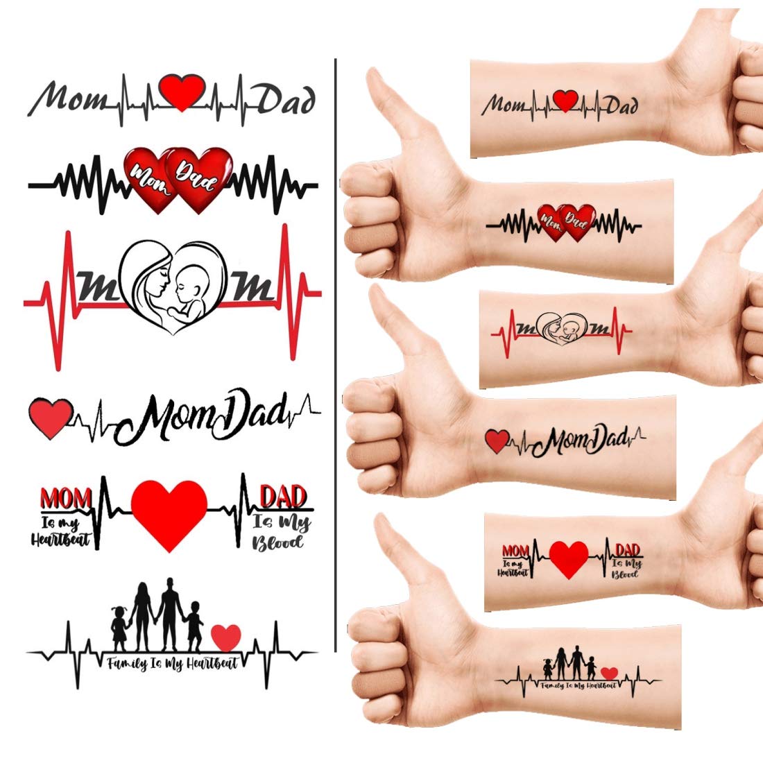 Heartbeat Mom Dad Tattoo