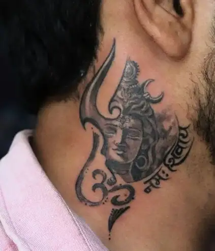 Shiva Tattoo on Neck