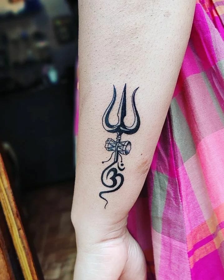 Trishul With Maa Tattoo for Parlour