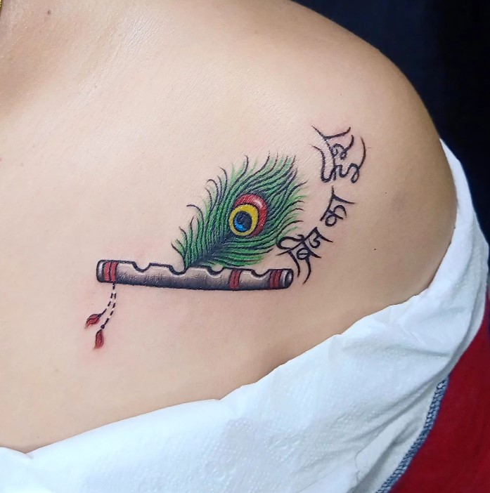 Delhi tattoo lovers fascinated with Krishnas flute feather   Entertainment  Times of India Videos