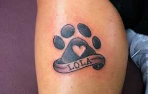 Dog Paw Tattoo with Name