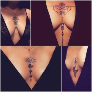 Simple Between Breast Tattoos