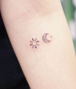 Simple Sun and Moon Tattoo