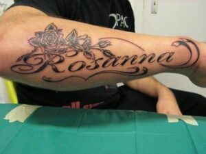 Name Tattoos on Forearm with Design
