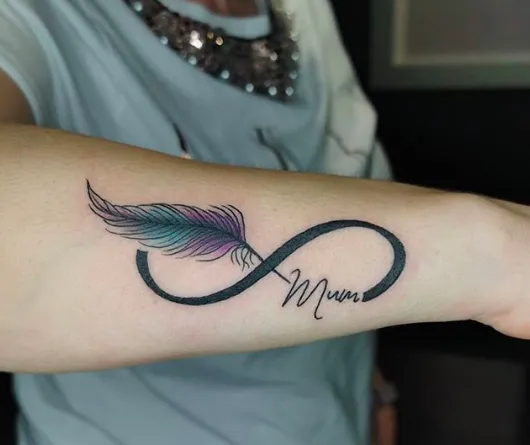 Peacock Feather Tattoo with Name